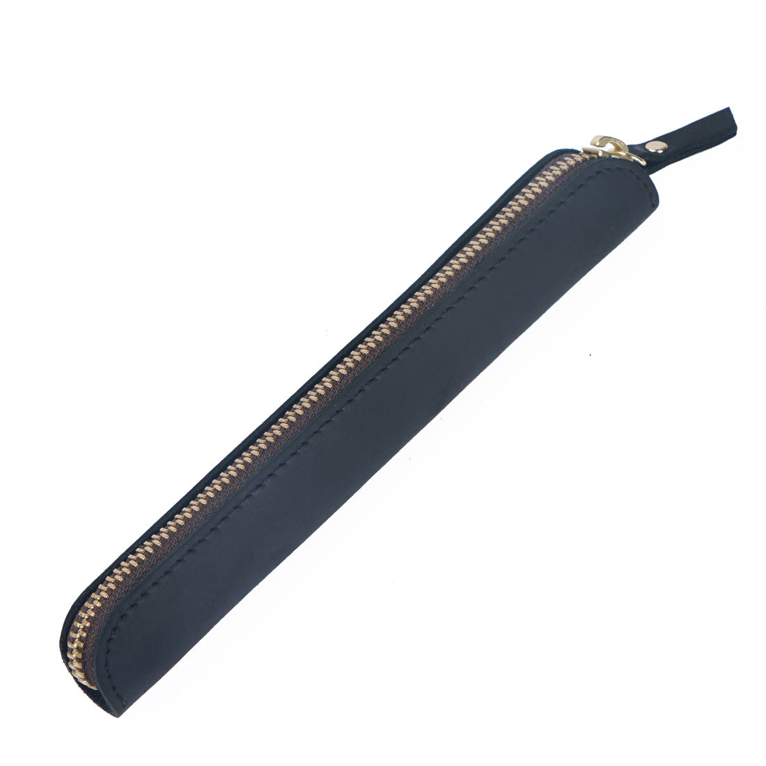Wholesale Retro Simple Cowhide Zipper Mini Pencil Case